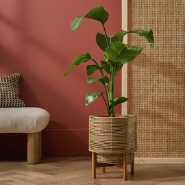 Habitat Large Woven Rattan Planter with Stand - Natural
