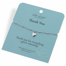 Hot Diamonds Sterling Silver Thank You Heart Charm Bracelet