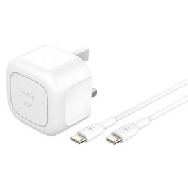Belkin 30W USB-C Folding Wall Charger + USB-C Cable - White