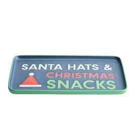 Habitat Christmas Slogan Stoneware Serving Platter - Blue