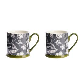 Habitat Floral Set of 2 Tankard Mugs - Grey & Cream