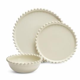 Habitat Bobbin 12 Piece Stoneware Dinner Set - Cream