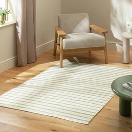 Habitat Stripe Green Flatweave Rug