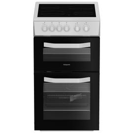 Hotpoint HTE5VCW 50cm Twin Cavity Electric Cooker - White