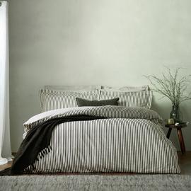 Yard Hebden Cotton Stripe Black Bedding Set - Double