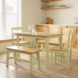 Argos Home Chicago Ext Cream Dining Table,2Benches & 2Chairs