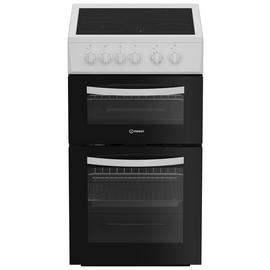 Indesit ITE5VMW 50cm Twin Cavity Electric Cooker - White