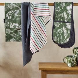 Habitat Floral and Stripe Textile Set - Green
