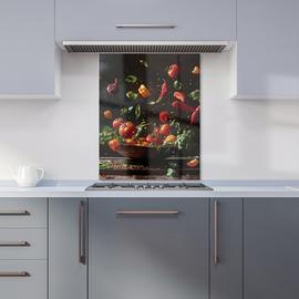 WRT Veg Ballet Multicolour Kitchen Splashback - W600xH750mm