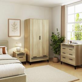 GFW Ezra 3 Piece 2 Door Wardrobe Set - Oak