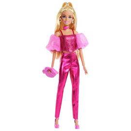 Barbie Deluxe Style Fashion Doll in Metallic Pink Outfit