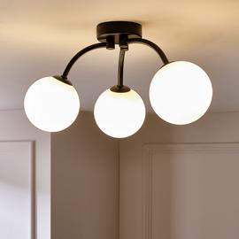 Argos Home Opal Ball 3 Light Flush to Ceiling Light - Black