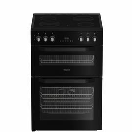 Hotpoint HDE6VDB1 60cm Double Oven Electric Cooker - Black
