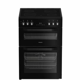 Hotpoint HTE6VDCB1 60cm Double Oven Electric Cooker - Black