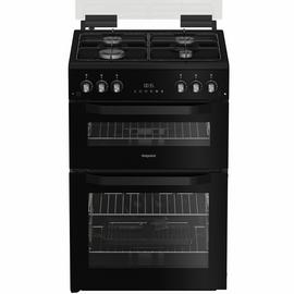 Hotpoint HTG6GDCB1 60cm Twin Cavity Gas Cooker - Black