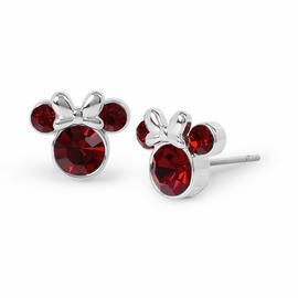 Disney Silver Plated Red Stone Minnie Mouse Stud Earrings