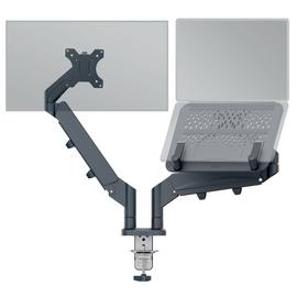 Leitz Space Saving Dual Monitor And Laptop Arm - Dark Grey