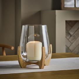 Habitat Small Hurricane Candle Holder with Wooden Legs