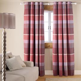 Argos Home Check Blackout Eyelet Curtain - Red