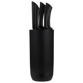 Viners 6 Piece Round Ribbed Knife Block Set - Black