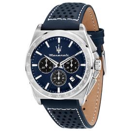Maserati Men's Blue Leather Strap Watch