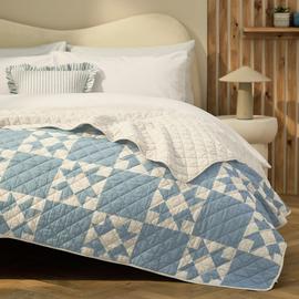 Habitat Quilted Motif Bedspread - White - 200x220cm