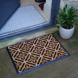 Mighty Mats Rubber Mono Geo Cut Pile Doormat - 40x60cm