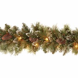 National Tree 2.7m Prelit Glittery Bristle Garland