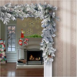 National Tree 2.7m Prelit Snowberry Pine Garland