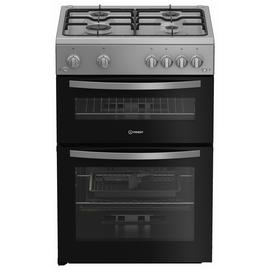 Indesit IDG6GS 60cm Double Oven Gas Cooker - Silver