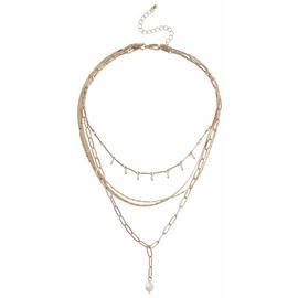 Liars & Lovers Gold Tone Pearl Pendant Multilayered Necklace