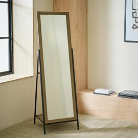 Habitat Black Metal & Wood Freestanding Mirror - 147x45cm