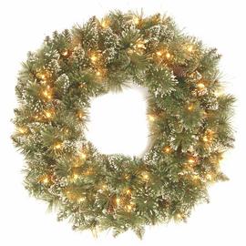 Premier 60cm Prelit Glittery Bristle 50 LED Christmas Wreath