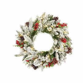 Premier 60cm Prelit Snowberry Pine 50 LED Christmas Wreath