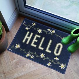 Primeur Mighty Mats Hello Daisy Navy Doormat - 60x40cm