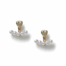 Freedom Yellow Gold Heart Pearl Stud Earrings