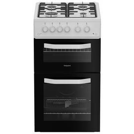 Hotpoint HTG5GCW 50cm Twin Cavity Gas Cooker - White