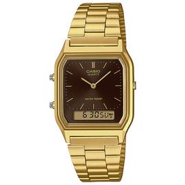 Casio Classic Brown Dial Dual Display Stainless Steel Watch