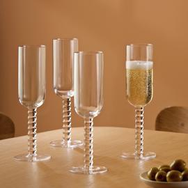 Habitat Bobbin Set of 4 Champagne Glasses - Clear