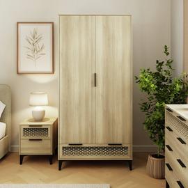 GFW Ezra 2 Door 1 Drawer Wardrobe - Oak