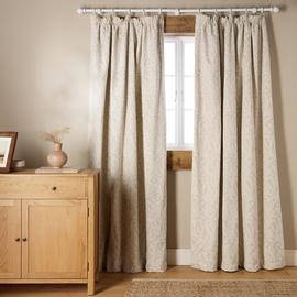 Argos Home Jaquard Blackout Pencil Pleat Curtain - Cream