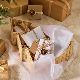 Argos Home Natural Woven Christmas Tree Shape Gift Basket