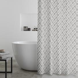 Catherine Lansfield Diamond Tile Shower Curtain-Silver Grey
