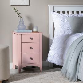 Argos Home Minato 3 Drawer Bedside Table - Pink