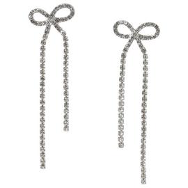 Liars & Lovers Silver Tone Crystal Bow Drop Earrings