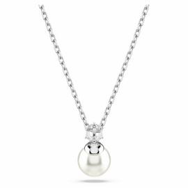 Swarovski Rhodium Plated Matrix Pearl Pendant Necklace