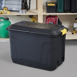 Strata 190L Heavy Duty Wheeled Plastic Storage Trunk - Black