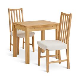 Habitat Clifton Extending Natural Dining Table& 2 Oak Chairs
