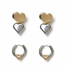 Freedom Mixed Metal Heart 2 Pack Hoop Earrings