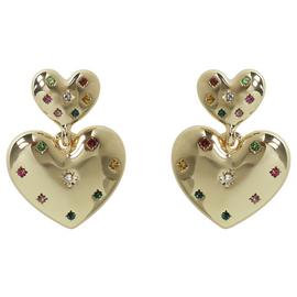 Liars & Lovers Gold Tone Double Heart Drop Earrings